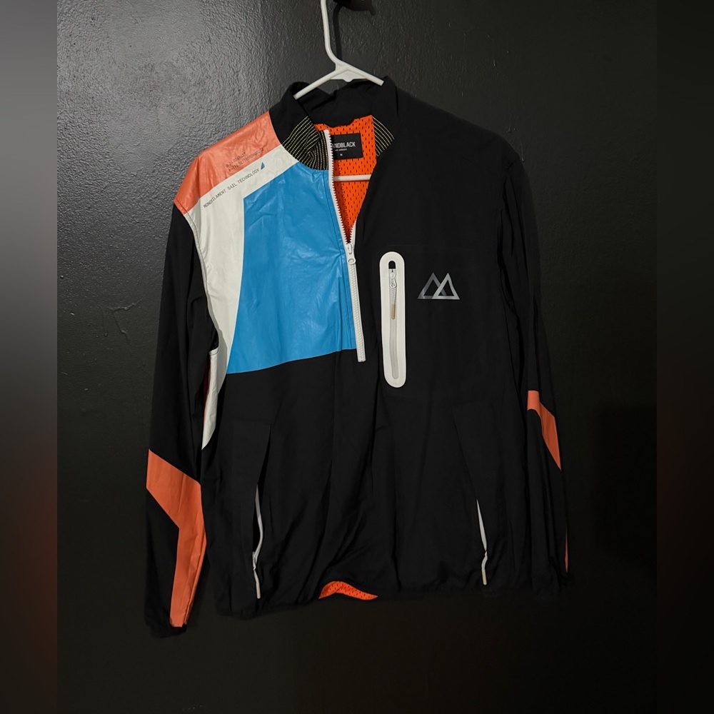 Brandblack Black Windbreaker with Blue and Orange Accents